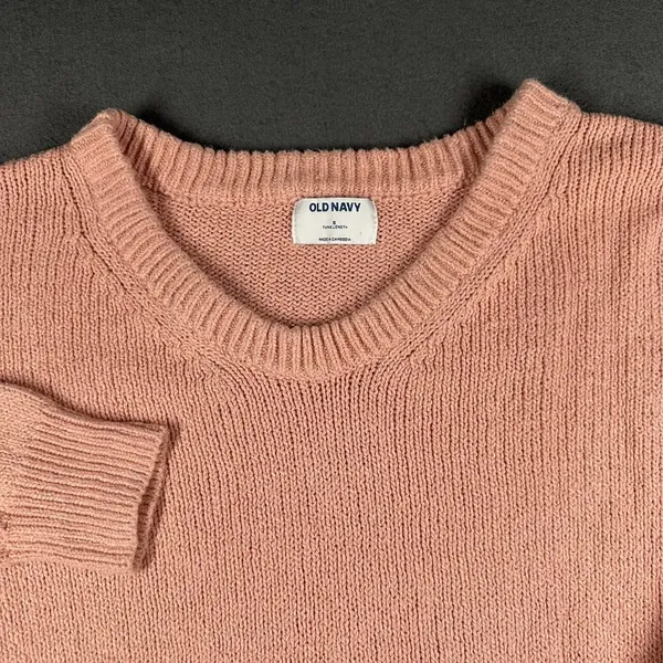 Old Navy Sweater Womens Small Pink Tunic Length‎ V Neck Long Sleeve 100% Cotton - Image 3