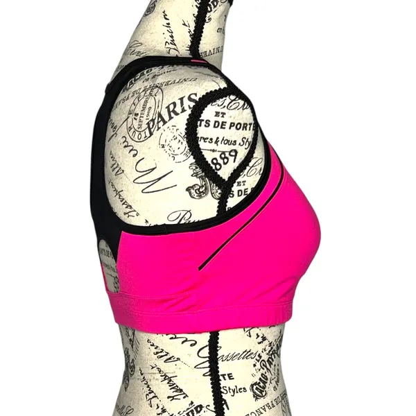 BCG (M) Pink Racerback Sports Bra Mesh Back Tru‑Wick Fabric Black Details - Image 4