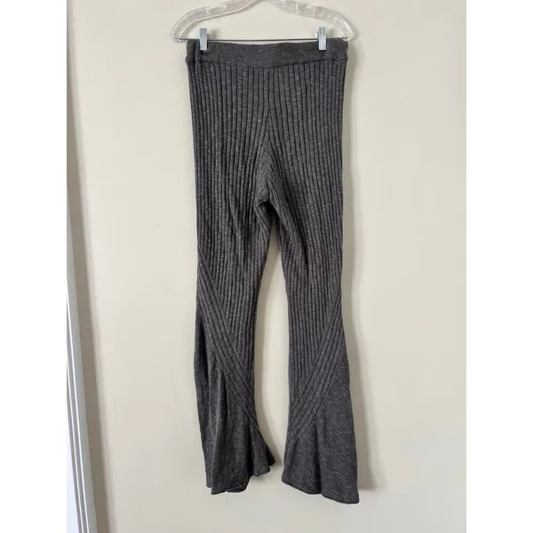 Free People Asbury‎ Sweater Lounge Set Grey Cable Knit Flare Pants Ribbed Cozy - Image 3