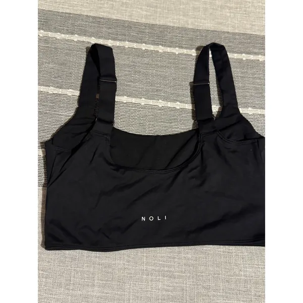 NOLI Black Sports Bra Tank Top Square Neck Adjustable Straps‎ Medium - Image 2