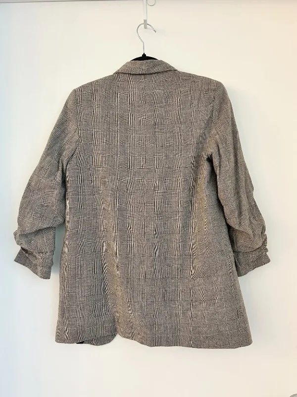 Zara Open Front Plaid Wool Blazer Academic Tailored School Girl Size XS - Image 7