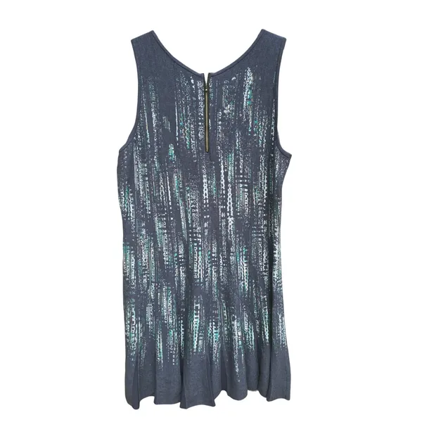 NIC+ZOE Womens XL Navy Blue Abstract Knit‎ Fit and Flare Sleeveless Dress - Image 5