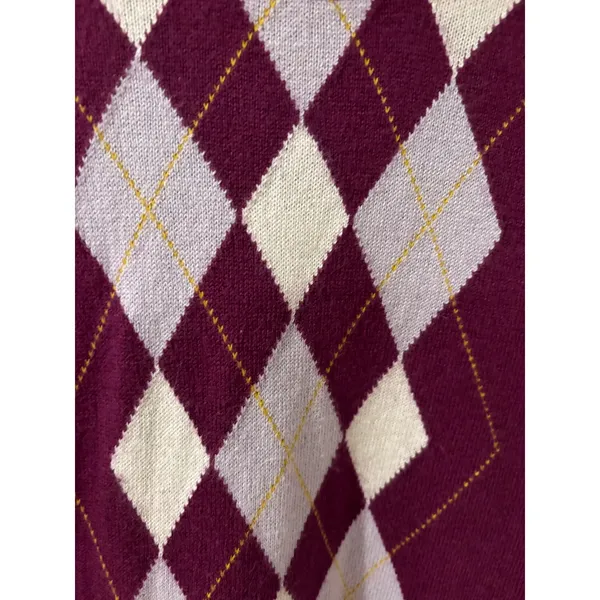 Merona Purple Argyle Long Sleeve‎ Sweater, Size Small, Classic Knit Top - Image 2