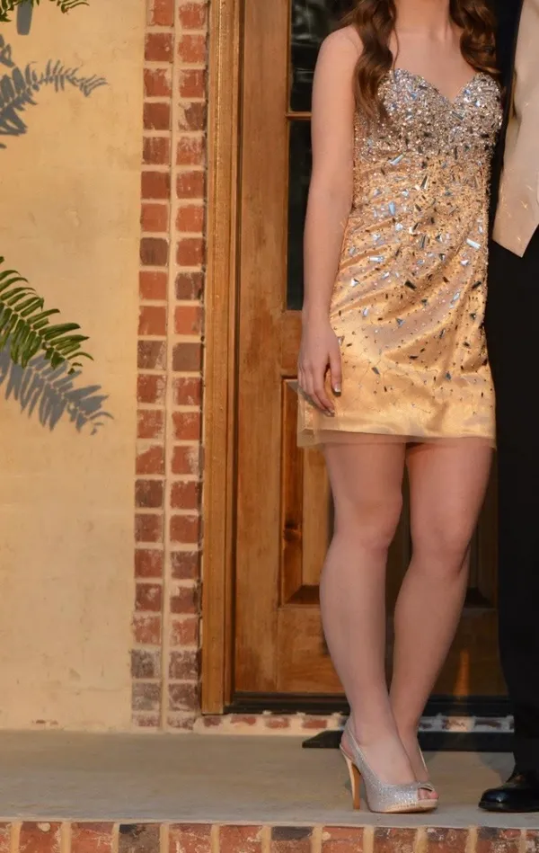 Mini Homecoming Dress Tan Size 2 - Image 11