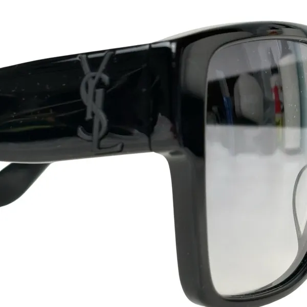 YSL - SAINT LAURENT Acetate Square SLM9 002 Sunglasses Black/Gray - Image 7