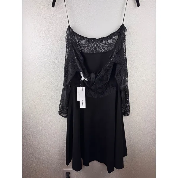 NWT BB Dakota Black Lace Trim Off Shoulder Cocktail Dress Size 2 Dark Fi‎ - Image 2
