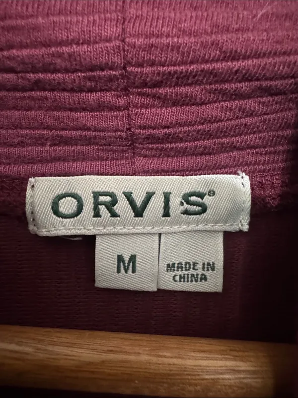 Orvis Maroon Textured Cowl Neck Pullover Sweatshirt M Drop Shoulder Cozy Cabin - Image 2