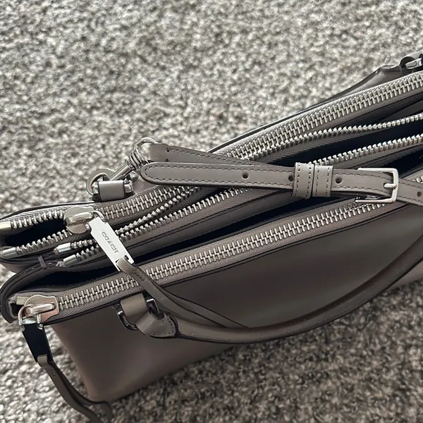 Coach Gray Borough Leather Satchel Tote Bag - Image 4