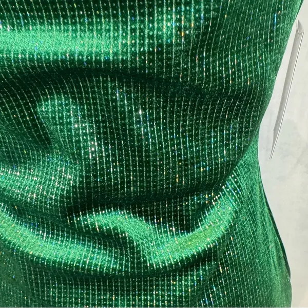 Liz & Sara sparkling shimmer green velvet mini dress size large NWT - Image 3