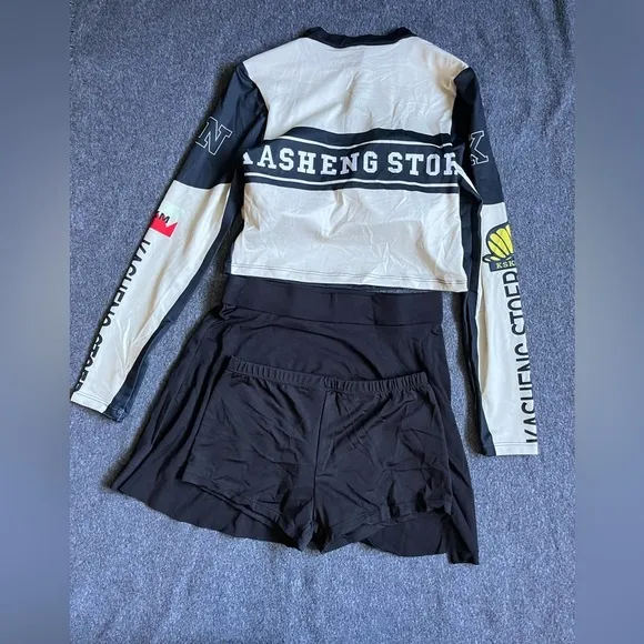 three-Piece Swimsuit Set Women Black White NEW UPF‎ 50+ Long Sleeve Skirt xs - Image 4