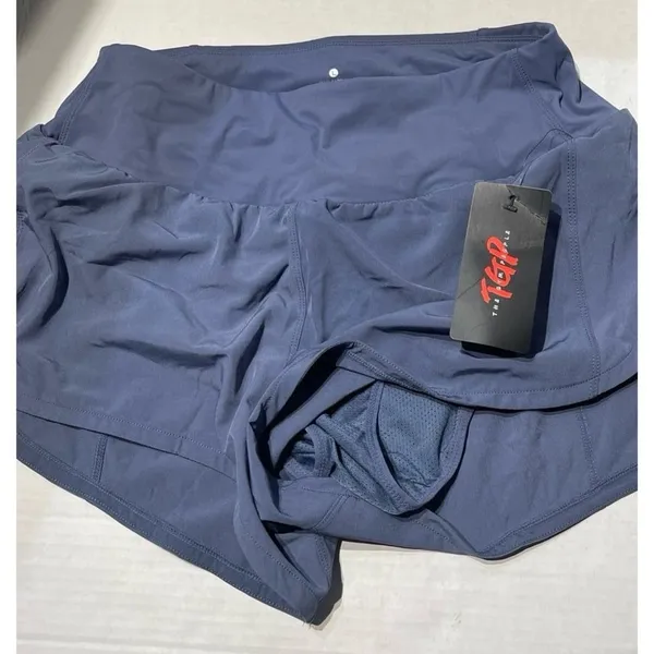 THE GYM PEOPLE High Waisted Running Shorts Ink Blue Size L New With Tag - Image 11