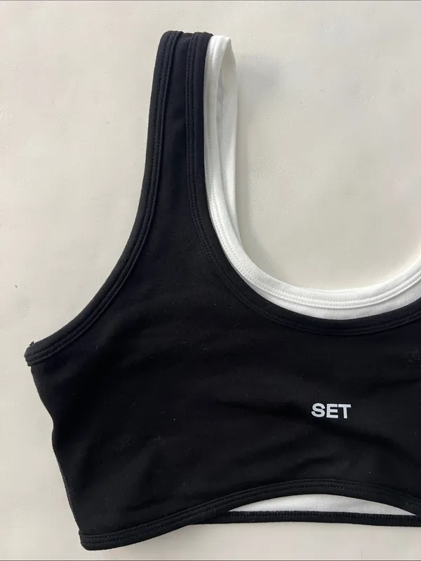 SET ACTIVE Formcloud Contrast Sports Bra Black White Medium - Image 3