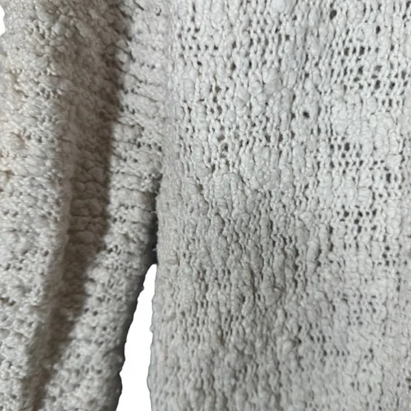 Free People White Long Sleeve Cotton Blend V-Neck Knit Sweater Women Sz M - Image 8