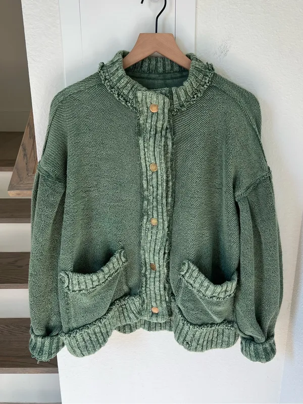 Free People We The Free Cute In This Cardi Cardigan Sweater in Frosty Spruce NWT - Image 3