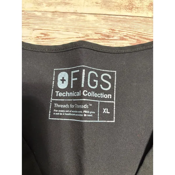FIGS Technical Collection Scrub Top Size XL Black Healthcare - Image 3