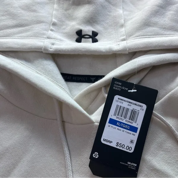 Under Armour Cream Cropped Hoodie size XL - Image 2