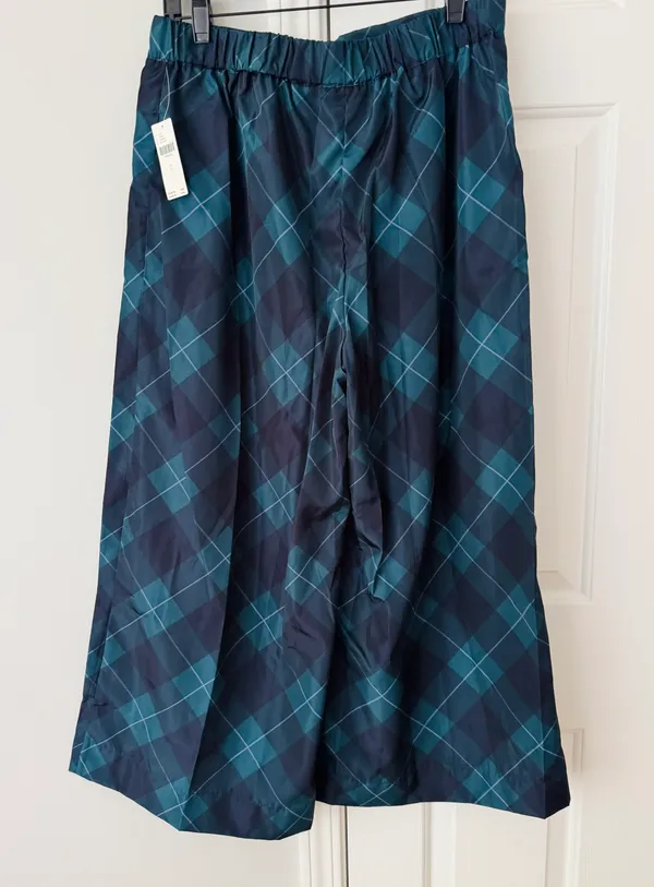 Anthropologie Maeve Taffeta Cropped Plaid Wide-Leg Pants, Size M - Image 11