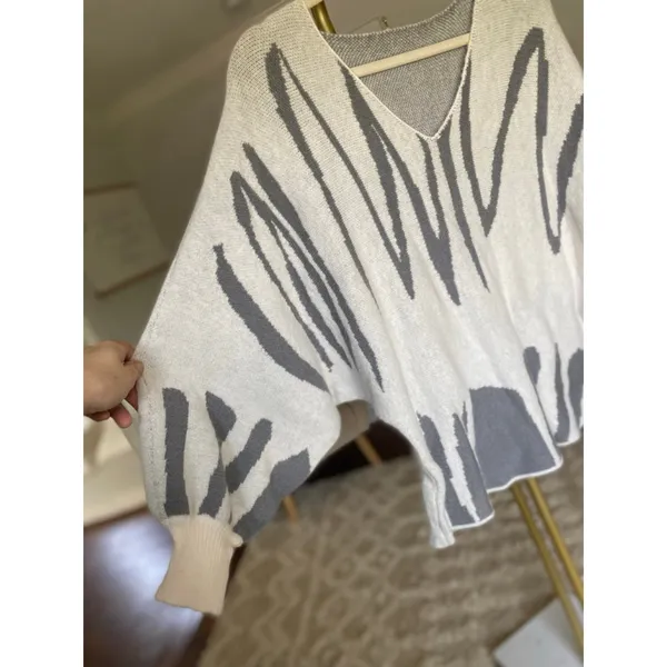 Oversized Batwing Sweater Zebra Modern Cozy Street Luxe Scans‎ I Winter Buttery - Image 8