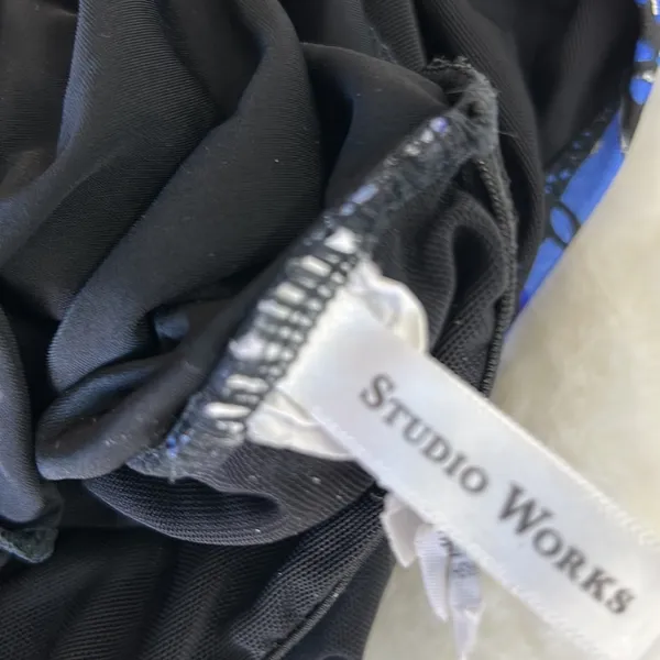 Studio Works Black blue Pleated Front Built-in Bra 1 Pcs Swimsuit SZ 16W - Image 10