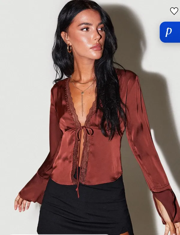 Princess Polly Hunton Long Sleeve Top Brown - Image 2