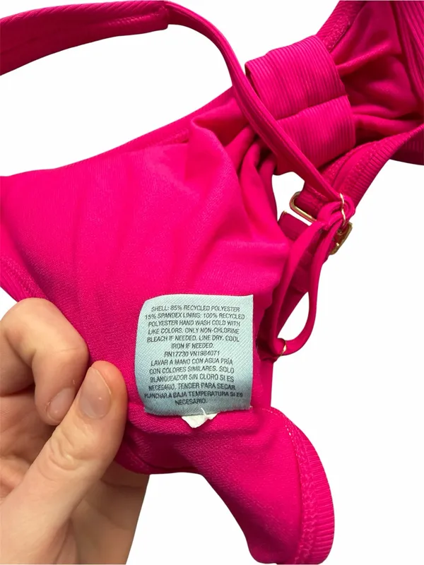 Shade & Shore Women’s Hot Pink Ribbed Bikini Top Size M (8-10) Adjustable - Image 4