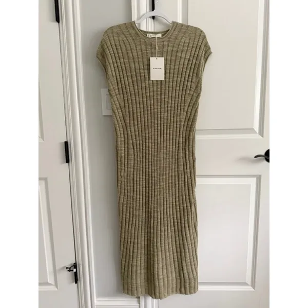 Everlane NWT Column Cotton Linen Eucalyptus Green Midi Dress Medium - Image 2