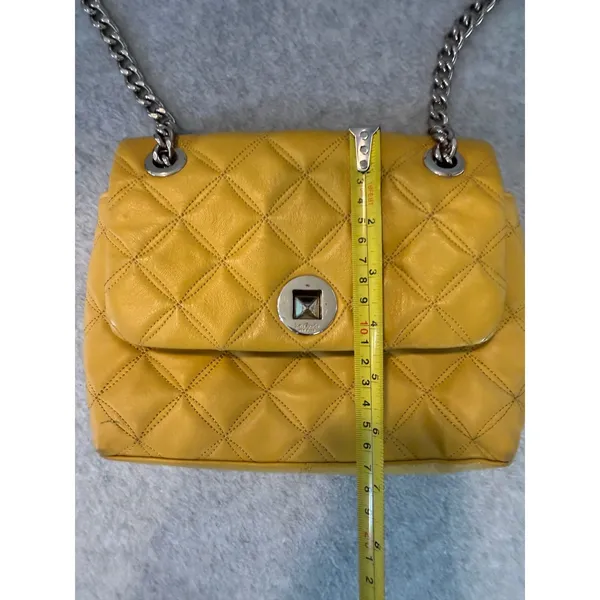 Kate Spade Yellow Quilted Leather Shoulder Bag Flap Chain Strap Crossbody Small - Image 7