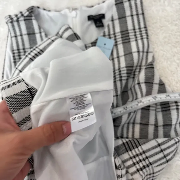 Ann Taylor Womens Blk/White Plaid Sheath Dress 8P Teacher Business Work Career - Image 6