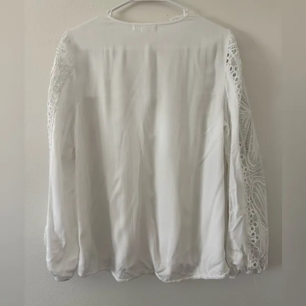 Bohme Cactus+Pearl Lacey Eyelet Western Boho Steampunk White Blouse size small - Image 7