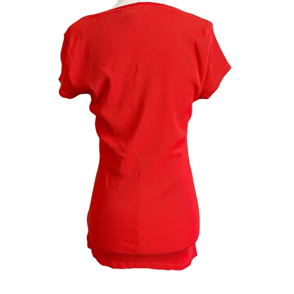 Ralph Lauren Orange Ribbed Lace Up Shirt Women's Size Medium | 26-35 - Image 2