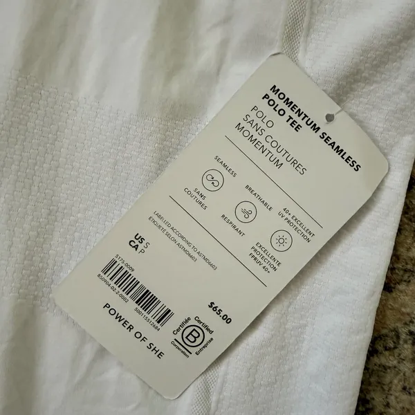 NWT Athleta Momentum Seamless Polo Tee White Short Sleeve Quarter Zip Shirt S - Image 4