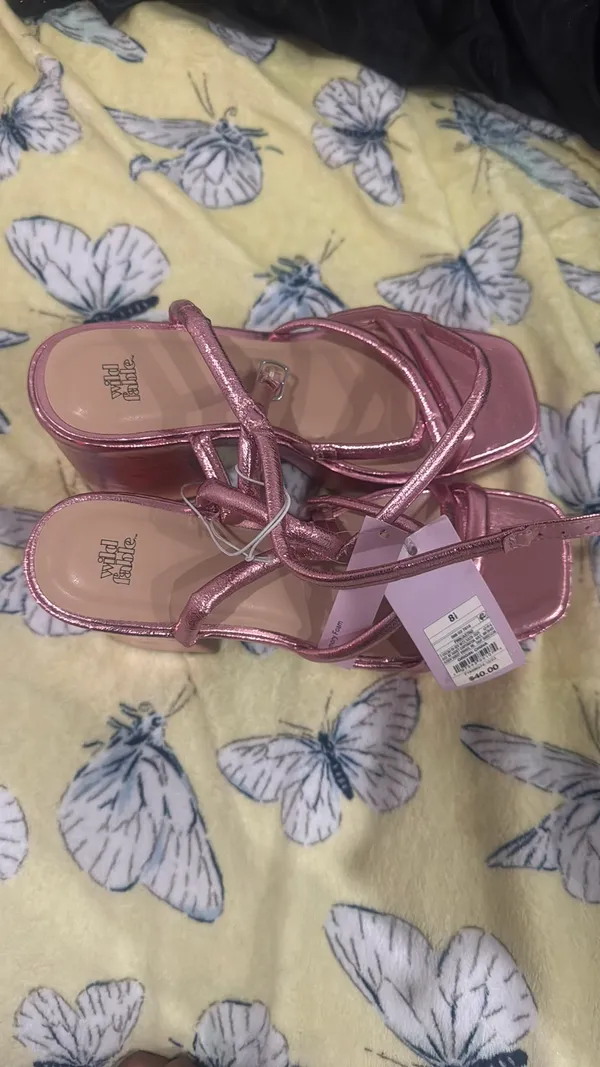 Wild Fable Women’s Metallic Pink Strappy Heeled Sandals – New - Image 2
