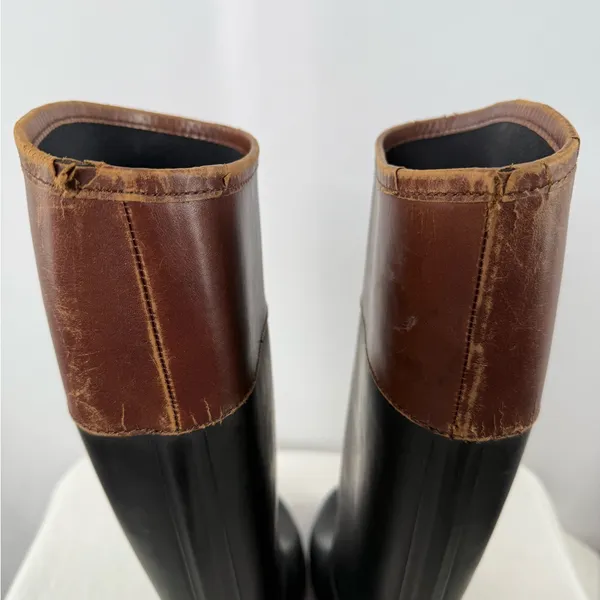 Tory Burch Leather Rubber Diana Equestrian Riding Boots in‎ Black Brown Size 8 - Image 9
