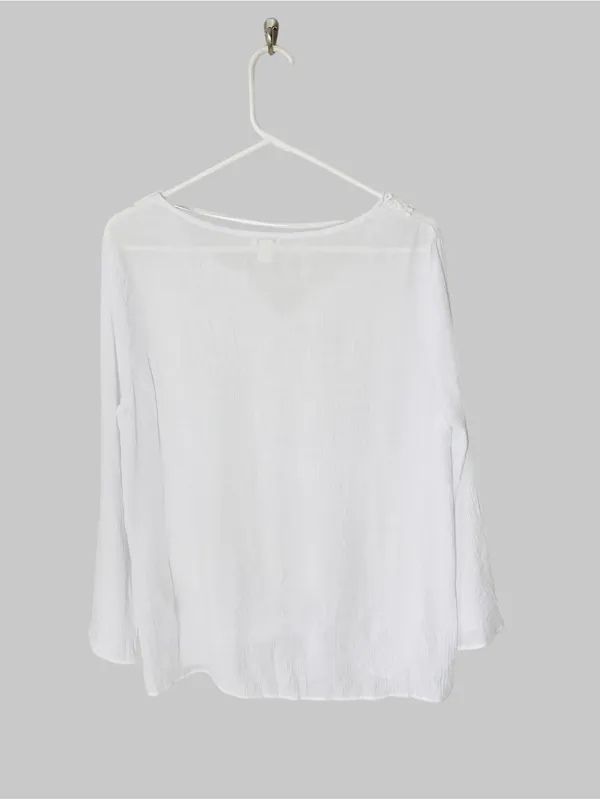 SPENSE Eyelet Lace Accent Tie Front Top White Size L - Image 6