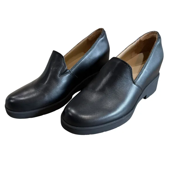 ABEO Horizon Slip On Women's 8.5 Neutral Black Leather Platform Loafers Orthotic - Image 2