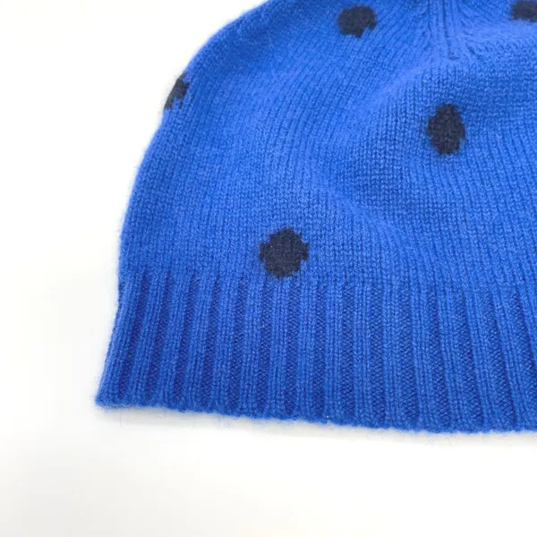 Talbots Cashmere Polka Dot Beanie Hat OS Blue Soft Warm Cozy Preppy Indie Winter - Image 4