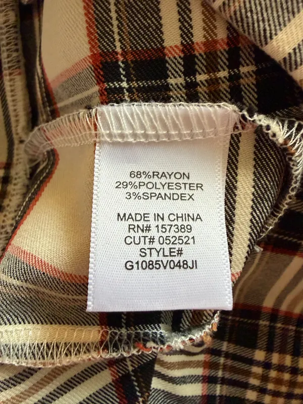 Originality Tan Black Plaid Pleated Skirt - Image 6