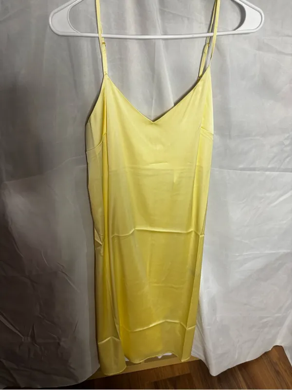 Light Yellow Satin Slip Dress - Unbranded - Image 5