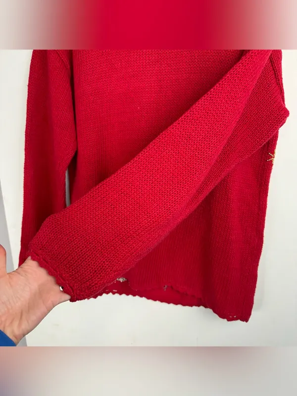 Vintage 90s Tiara International Red Christmas Sweater Sz Medium Teddy Bear Tree - Image 14