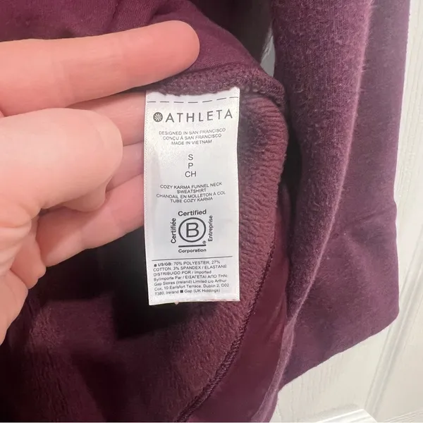 Athleta Cozy Karma Funnel Neck Sweatshirt Purple Womens Small Comfy Oversized‎ - Image 7