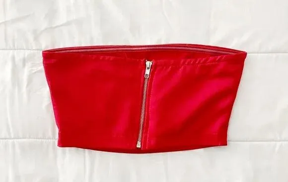 Satin Strapless Bandeau Crop Top NWT - Image 5
