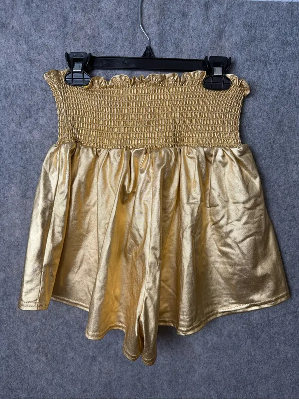 Peach Love by Frock Candy NWT Gold Smocked Waist Women’s Medium Shorts - Image 2