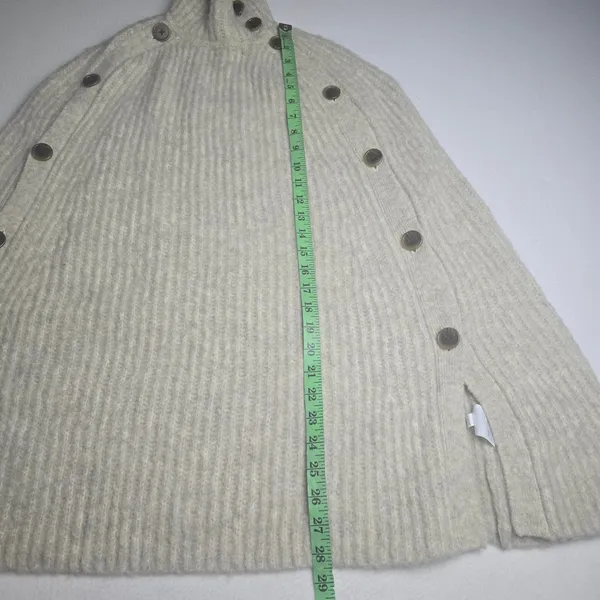 J. Crew NWT Ribbed Turtleneck Button Side Poncho Sweater Oatmeal‎ H3638 S/M - Image 11