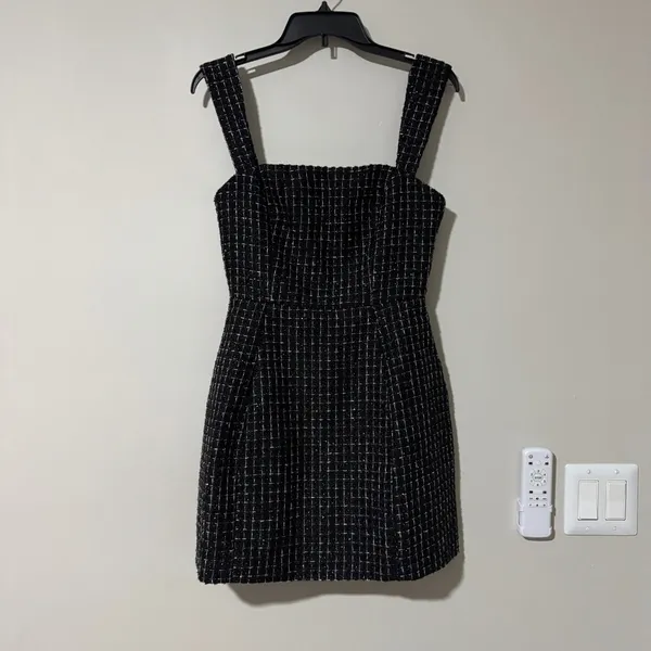 NWT ELLIATT Galadirel Check Tweed Minidress Black Size Small - Image 2
