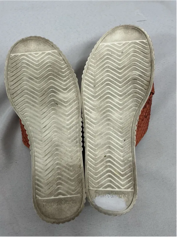 Womans Franco Sarto Platform Crossover Slip On Slide Sandals Size 8m Snake Print - Image 6