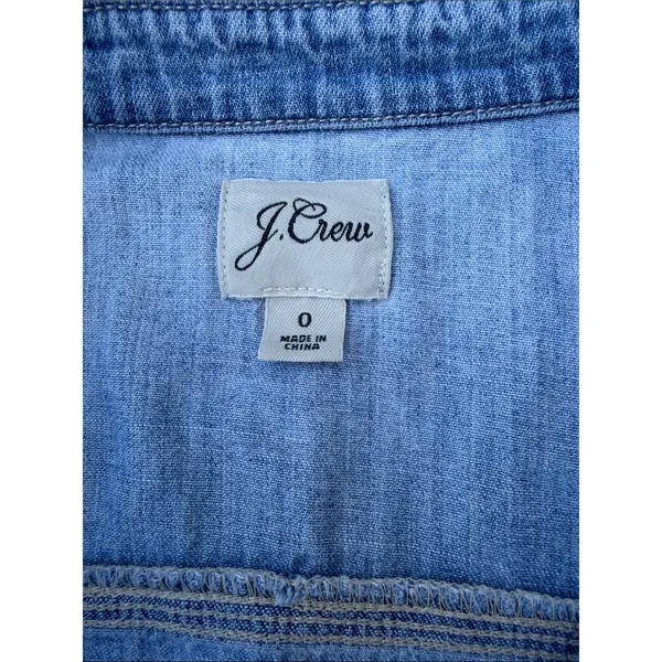 J. Crew Light Wash Denim Button-Down Shirt size 0 - Image 4