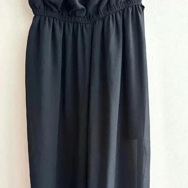 Iris Los Angeles Black Strapless Jumpsuit, Flowy Chiffon Jumpsuit, Size Small - Image 3