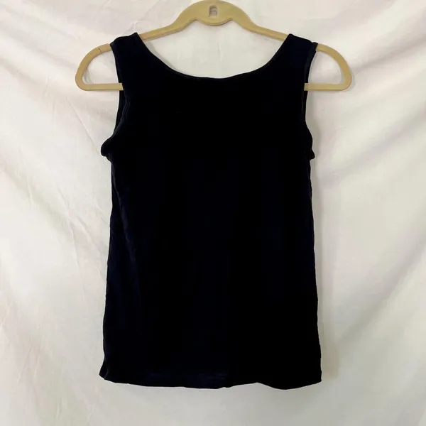 Black Ribbed Build in Bra Padded Tank Top Size XL - Image 3