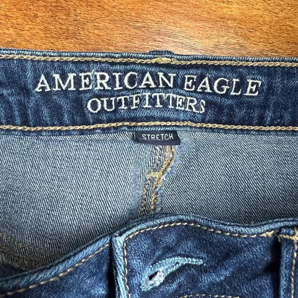 American Eagle Vintage Hi Rise Jeans Womens 12S Short Denim Blue Button Fly‎ - Image 6