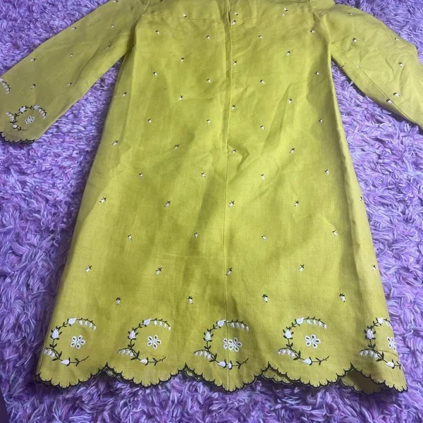 Saks 5th Avenue Vintage Embroidered Yellow Dress - Image 3